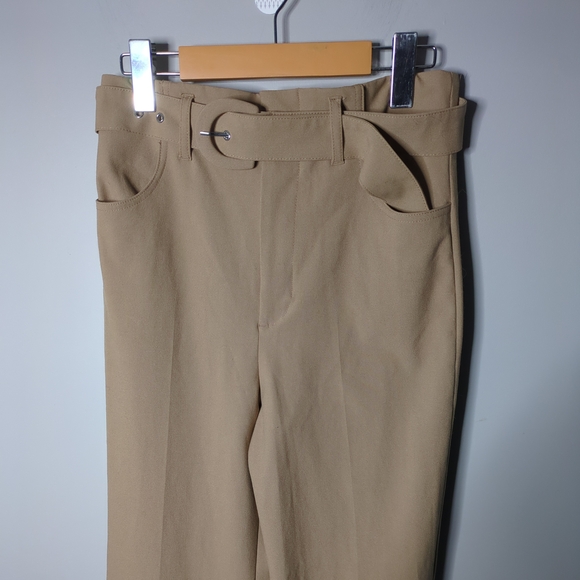 Zara Wide Leg Belted Pants Tan Women's Size XS - Picture 3 of 8